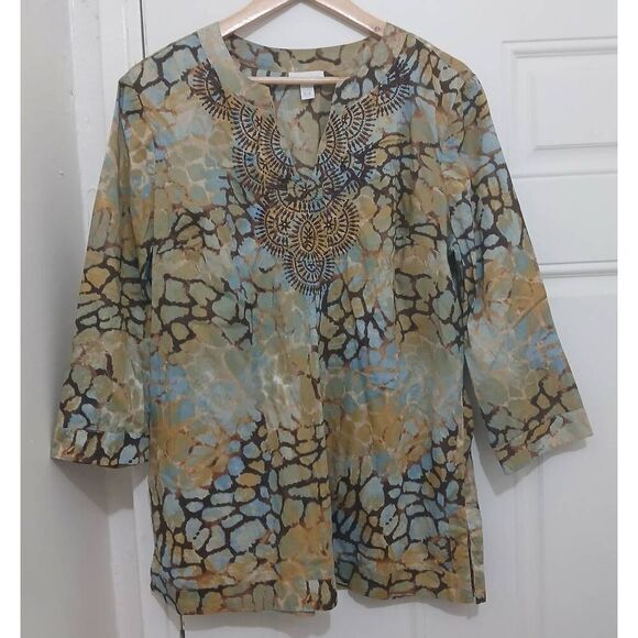 Charter club womens xl womens earth tone brown green lightweight shirt top - Picture 2 of 7